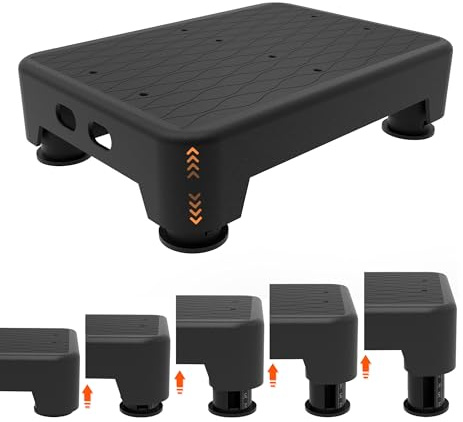 LIFTOZA 5-Level Adjustable Step Stool, 700 LBS Capacity Safety Bed Step for Seniors, Exercise Setp Platform, Portable Stair Assist for Elderly, Wide Step up for Kitchen, Car, Bedside & Shower, Black