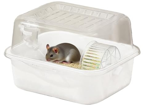 Hamsterbur – burar för marsvin | Akrylbur, transparent lyxig villa-livsmiljö med löparhjul, litet husdjurshölje för hamstrar gerbils möss komfort säkra pjäser
