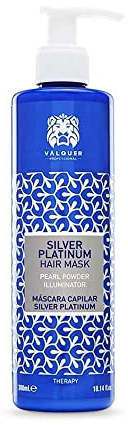 Valquer Mascarilla Silver Platinum Acondiciona, Nutre y Repara el Cabello Rubio o Decolorado. Matizadora y Neutralizadora de Colores Amarillentos y Anaranjados con Malakita y Pantenol. Vegano. 275 ml