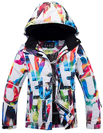 HANMAX Veste de Ski Chaude Imperméable Blouson pour Hiver Veste Sports d’Hiver et Loisirs Florale Imprimé