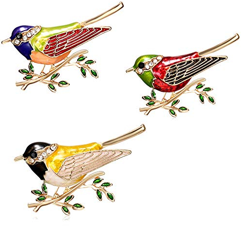 3 Pcs Broche Oiseau, Animale Huile de Peinture de Haute Qualité Branche, Alliage Bijoux Percer Belle, L'ornement Parfait Pour Hommes et Femmes