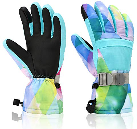 Yidomto Ski Gloves for Men Women Kids - Waterproof Thermal Winter Snow Gloves, Touchscreen Compatible for Skiing, Snowboarding, Cold Weather, Parent-Child Outdoor Activities (Light Blue-XS)