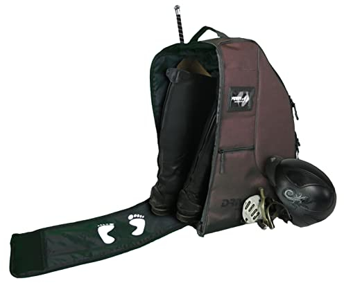 Driver13 Reitstiefelrucksack/Reitstiefeltasche/Stiefeletten Taschen Deluxe mit Helmfach für Reitstiefel (Reitstiefelrucksack braun)