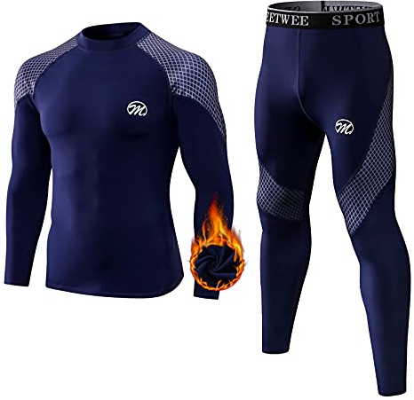 MEETWEE Thermounterwäsche Herren, Winter Funktionsunterwäsche Atmungsaktiv Thermo Unterwäsche Set Lang Thermohemd & Thermohose Kompressionsanzug für Männer Skifahren Laufen Sport