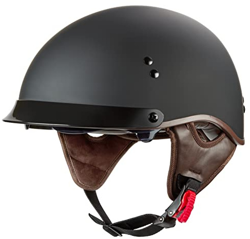 Rapido Half Helmet Motorcycle Open Face Sun Visor Quick Release Buckle DOT Approved Cycling Motocross Suits Men Women Model-205V (S, Matt Black)