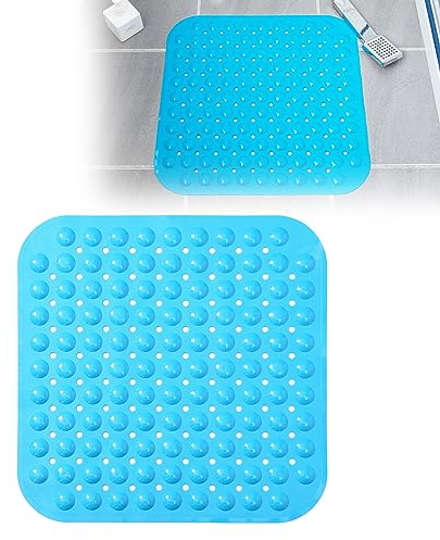 Badewannenmatte rutschfest, Duschmatte rutschfest, Badewanne Matte mit Saugnäpfen, Antirutschmatte Badewanne, Badematte Schimmelresistent Und Waschbar, 46 X 46cm(Blau)