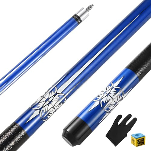 ASMPCUE Queue de Billard, 58 Pouces 19 Oz Modèle de Mode Pool Cue Stick Bâtons de Billard en Bois Dur de Pointes de 13 mm pour Joueur Professionnel de Billard (Bleu)