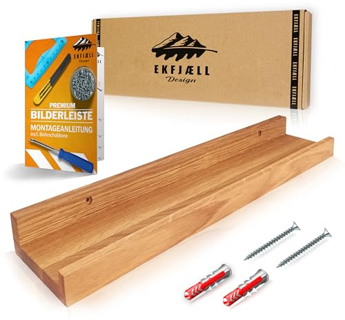 EKFJAELL Premium bildlist trä 60 cm gjord av högkvalitativ ek – 10 cm djup, tavellist ek, fotolist trä – perfekt för bilder, dekorationer och böcker i vardagsrum, kök, badrum, sovrum