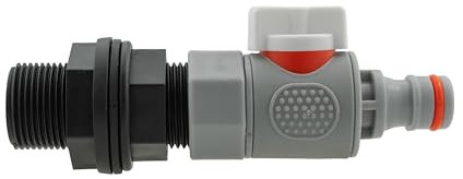 Water Butt/rain Barrel/Tank Outlet Adaptor 3/4 bsp (26mm Hole) +Flow Control Valve+Universal Hose Connector
