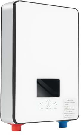 Scaldacqua istantanea, scaldabagno istantaneo con soffione doccia, indicatore LED, montaggio a parete, 110 V, per cucina, bagno, WC (bianco)