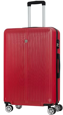 NOWI Hartschalen-Koffer Trolley Rollkoffer Reisekoffer Handgepäck 8 Rollen (M-L-XL-Set) (Rot, XL)
