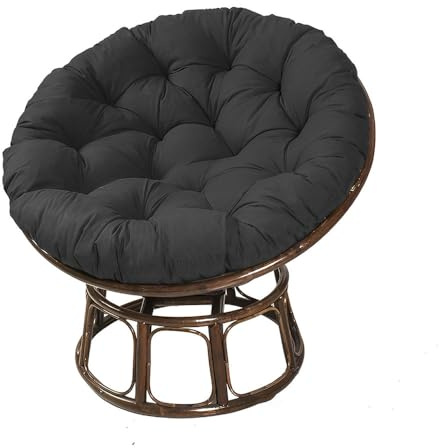 Surwin Papasan Coussins de Chaise Ronds, Housse de Coussin Papasan, Coussins pour Chaises de Jardin, Coussin de Chaise pour Intérieur,Extérieur,Salon,Jardin,Balcon (80x80cm,Noir)