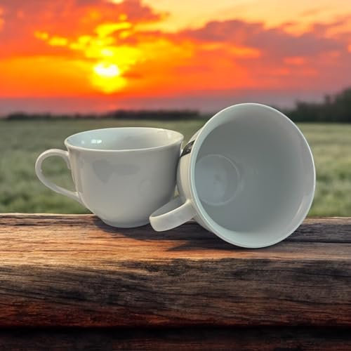 Set de 2 tazones desayuno Tazones De Sopa De Cerámica Taza De Café Grande, Tazas De Sopa Con Asa Apto Para Microondas Y Lavavajillas Para Cereal Postre Ensalada Té Leche de 550ml (blanco)