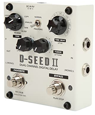 Fördröjningspedaler för Elgitarr, Gitarreffektpedal 2-kanals 8 Lägen Digital Delay Stereo Looper Guitar Delay Pedal Multipedaleffekt för Elgitarr