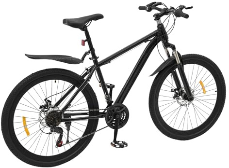 TanjcXliu Bicicleta de montaña para hombre de 26 pulgadas, 21 velocidades, adecuada para niños, niñas, mujeres y hombres, frenos de disco amortiguadores de horquilla, soporta hasta 220 libras