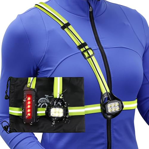 YOSKY Running Lights for Runners - True 800 Lumen LED Chest Light, Night Running, Adjustable Beam, Yellow Reflective Gear, 4-8h USE TIME