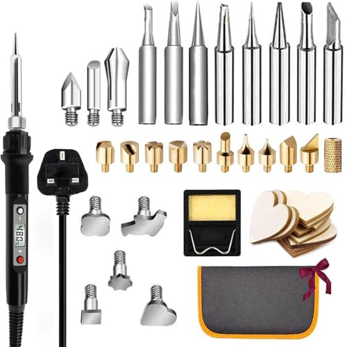 Pyrography Wood Burning Kit, 45-in-1 Wood Burning Set, Engraving Craft Set with Pyrograph Basics and 80W Adjustable Temperature Pyrography Soldring Iron Tool