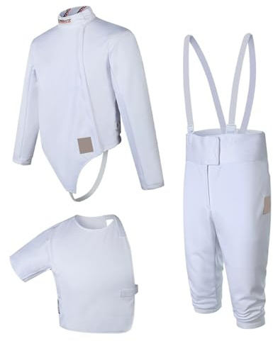 450N Fäktdräkt, Unisex Träningsfäktdräkt, Slitstarkt Issilkestyg, Högerhänt, för Folievärjasabel(#34)