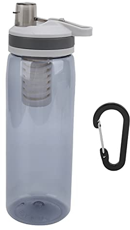 Borraccia portatile per acqua filtrata da 770 ml, depuratore d’acqua per esterni per campeggio, escursioni e situazioni di emergenza, filtro a membrana in fibra cava con precisione (Grigio)