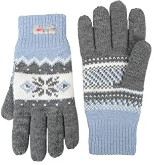 Mountain Warehouse Thinsulate Womens Knitted Gloves - Warm Glove, Double Lined - For Light Grey