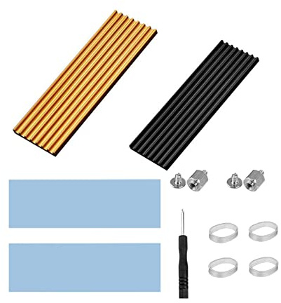 2 Piezas Disipador de Calor M.2 SSD con lámina Adhesiva termoconductora, M.2 2280 Heatsink disipador de Calor de Doble Cara de aleación M2 SSD de Aluminio NGFF NVME disipador de Calor