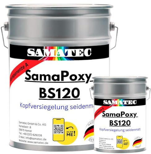 Bodenbeschichtung 2K Epoxidharz transparente seidenmatte Kopfversiegelung SamaPoxy BS120 (4 Kg (ca. 40m²))