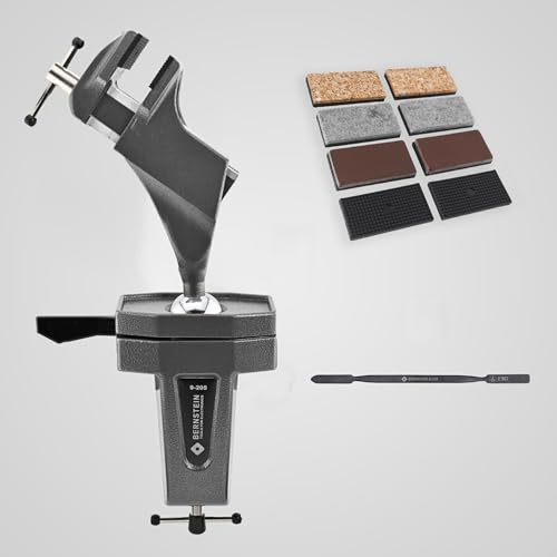 Bernstein Tools Schraubstock Set, Backenbreite: 50mm Spann-Weite (max.): 70mm | Drehbar 360° + 45° Neigbar | Zum Anklemmen an die Werkbank