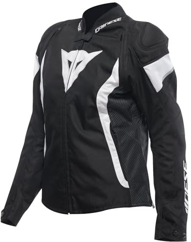 Dainese - Avro 5 Tex Jacket Wmn, Chaqueta de Moto de Tela, con Protecciones, Mujer, Negro/Blanco/Negro, 48