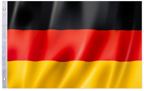 SPINNE LUCAS Drapeau Allemand 150 x 90 cm, Drapeau National Allemand, Drapeau de l'Allemagne Avec 2 Oeillets Métalliques, Coupe Du Monde, Pavillon Haute Qualité, Intérieur, Extérieur