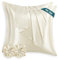 RUIKASI Satin Kissenbezug 80x80 Beige - 2er Set weicher Kopfkissenbezug wie Seidenkissenbezug 80x80cm für Haar und Haut mit 2 Haargummis, Bessere Pflege als Silk Pillow Case Pillow Cover