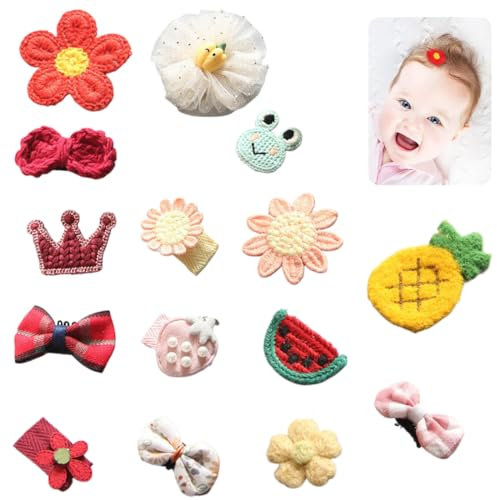 15 Stück Baby Haarspangen Tiny Bow für Neugeborene No Slip Kleinkind Mini Barretten Haarzubehör für Baby Feines Haar Mädchen