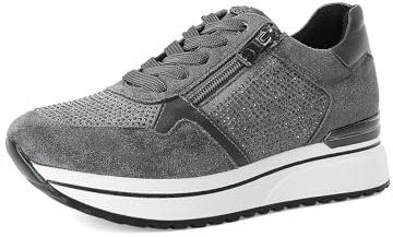 Sneakers Donna con Strass, Lacci e Cerniera Laterale