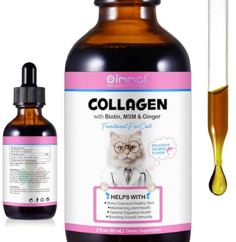 Collagene per gatti, integratore di collagene per pelle e pelliccia, sollievo dal prurito, gocce di collagene quotidiane, supporta le articolazioni e il sistema digestivo, 60 ml