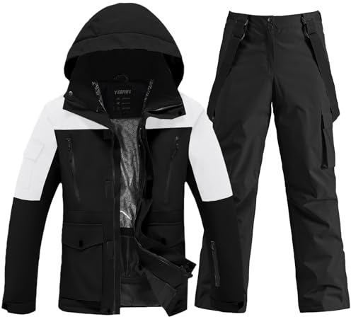 YEEFINE Men's Ski Suit Two Piece Insulated Snowsuits Snow Jacket and Pants Set Waterproof Winter Snowboard Suits Outdoor