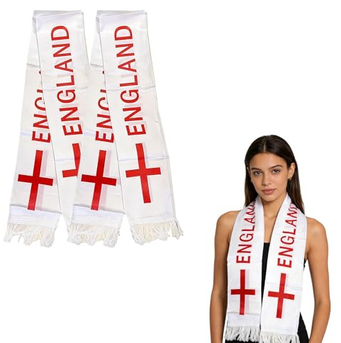 Qiknird 2 Pcs England Flag Scarf for Men and Women England Flag Scarf with Fringe Flags Pattern Neck Wear suitable for Sports Events World Cup Parades & Party Favors Accessory