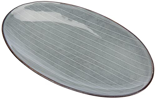 Fuente de cerámica ovalada Nordic Sea, modelo 14533171, de Broste Copenhagen. Tamaño: S, 22 x 13,5 cm. Color gris