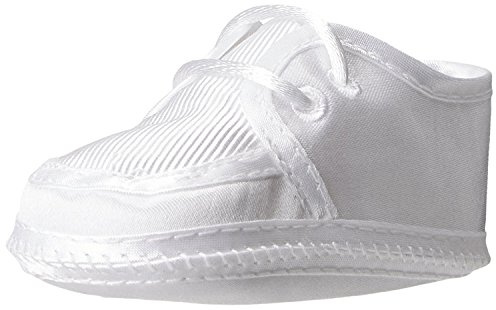 Christening Day Matte Satin White Ribbed Crib Shoe (Preemie/Infant/Toddler) - 0