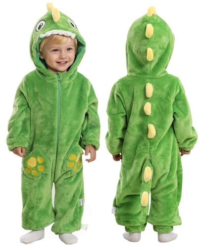Doladola Baby pojkar flickor tecknat djur onesies med huva spädbarn pyjamas sparkdräkt