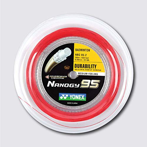 Yonex Nanogy 95 Badminton-Saite, 200 m Spule, Rot