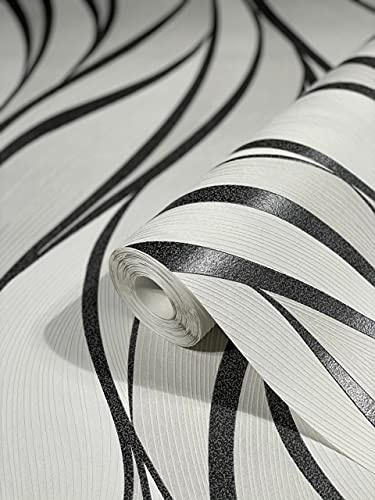 marburg Tapete weiß graue Wellen HAILEY für Wohnzimmer, Schlafzimmer oder Küche Made in Germany 10,05m x 0,53m Premium Vliestapete 82232