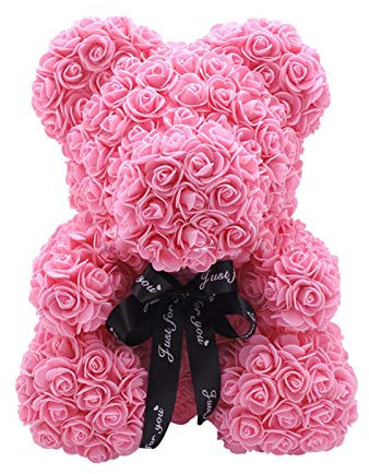 Hamaio - Oso rosa osito 25 cm, rosa eterna, osito rosa Simulado, espuma rosa romántica para cumpleaños, Navidad, San Valentín