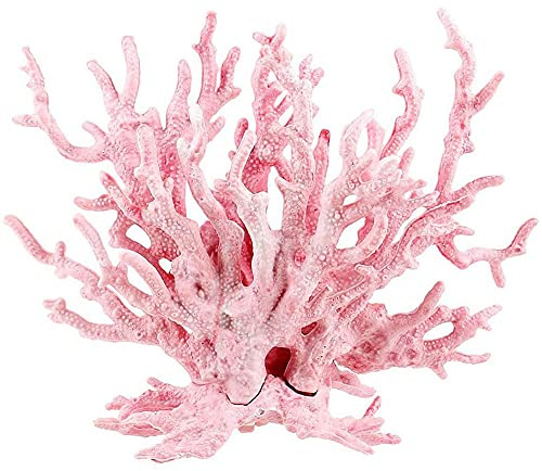 ANCLLO Konstgjord akvarium korall grenformad falsk korall harts levande korall växt prydnad (rosa, 17 x 13 cm)