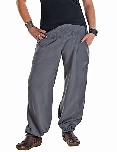 Vishes - Alternative Bekleidung - Warme Damen Winter Thermohose Haremshose Fleecehose aus Fleece grau