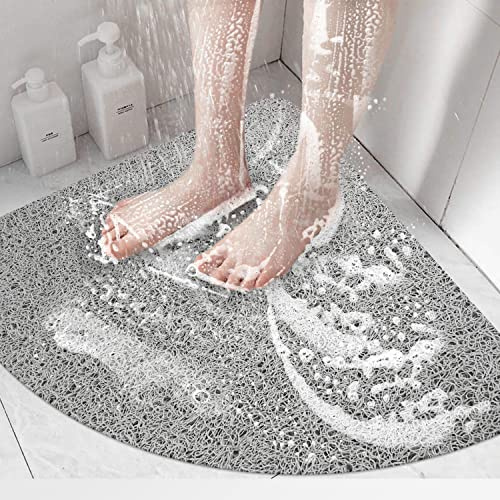 Tapis de douche antidérapant triangulaire, 60 x 60 cm, doux et confortable, tapis de bain antibactérien avec trous de drainage, tapis de douche antidérapant pour baignoire et zones humides