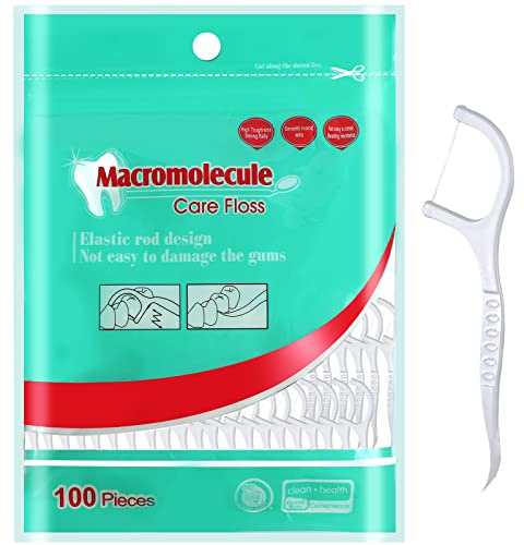 100 Pcs Dental Floss, Floss Sticks Dental, 2 in 1 Toothpicks, Floss Picks | Non-Slip Handle, Strong Floss, Disposable, Portable, Interdental Cleaning Tool for Travel, Home, Office, Restaurant -White