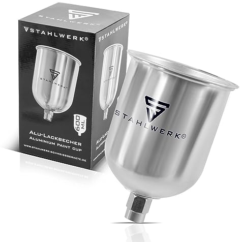 STAHLWERK Alu Lackbecher/Fließbecher 600 ml Farbbecher für Lackierpistole/Spritzpistole/Sprühpistole/Spraypistole
