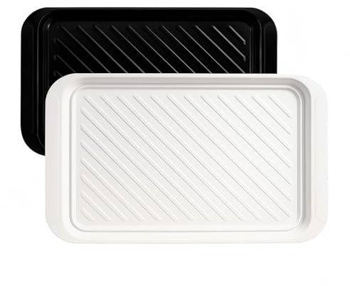 TP Grilling Prep and Serve Trays, 17 x 10.5 inch BBQ Trays for Cooked and Raw Foods, Set of 2 Melamine Serving Platters for Meats, Grill Accessories, Black and White