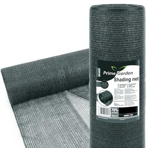 Prime Garden® Brise-vue pour clôture de jardin et balustrade de balcon stabilisé aux UV - Filet d'ombrage - Protection solaire - Anthracite (valeur d'ombrage 70 %, 1 m x 10 m = 10 m²)