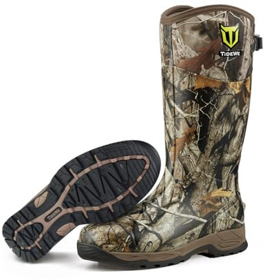 TIDEWE Gummi-Jagdstiefel, wasserdicht, isoliert, Next Camo G2, warme Gummistiefel mit 7 mm Neopren, strapazierfähige Outdoor-Jagdstiefel für Herren (Größe 38-42)