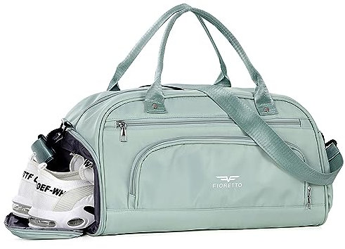 FIORETTO 35 l damsportväska, vikbar resväska med skofack och våtfack, vattenavvisande weekender gym reseväska, handbagage, väska, träningsväska för kvinnor män, 30 l grön, Einheitsgröße